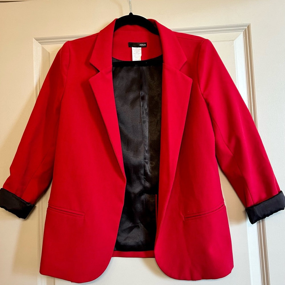 Aqua Relaxed Red Blazer